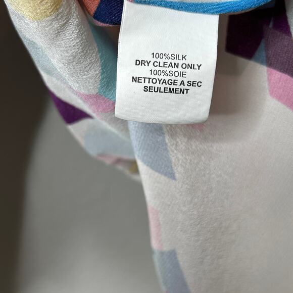 Trina Turk Silk Surplice Top Size Medium Multicolor Geometric Print - Picture 11 of 13